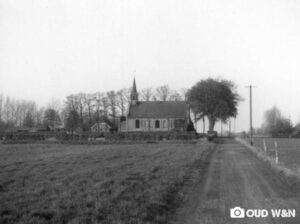 Kerk in Nuis vanaf de kant van de Coendersborg gezien